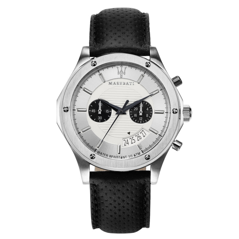  Shop Authentic Maserati Circuito Chronograph Analog White Dial Black Leather Strap Watch for Men - R8871627005 - Luxxuri