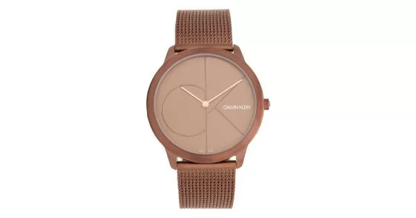  Shop Authentic Calvin Klein Minimal Quartz Pink Gold Dial Pink Gold Mesh Bracelet Watch for Men - K3M11TFK - Luxxuri