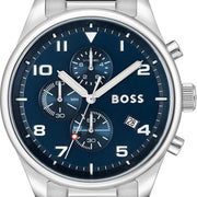  Shop Authentic Hugo Boss View Chronograph Blue Dial Silver Steel Strap Watch For Men - 1513989 - Luxxuri