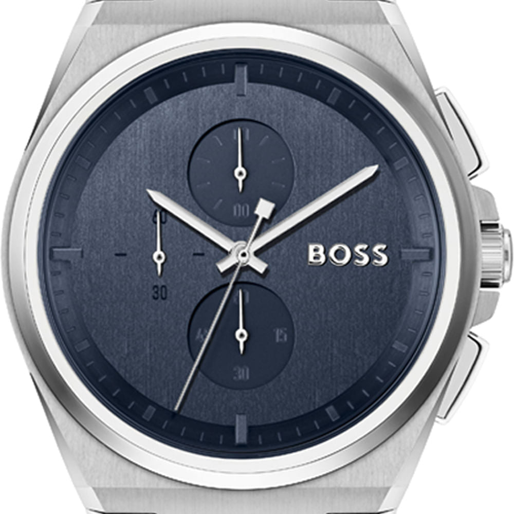  Shop Authentic Hugo Boss Steer Chronograph Blue Dial Silver Steel Strap Watch For Men - 1514048 - Luxxuri