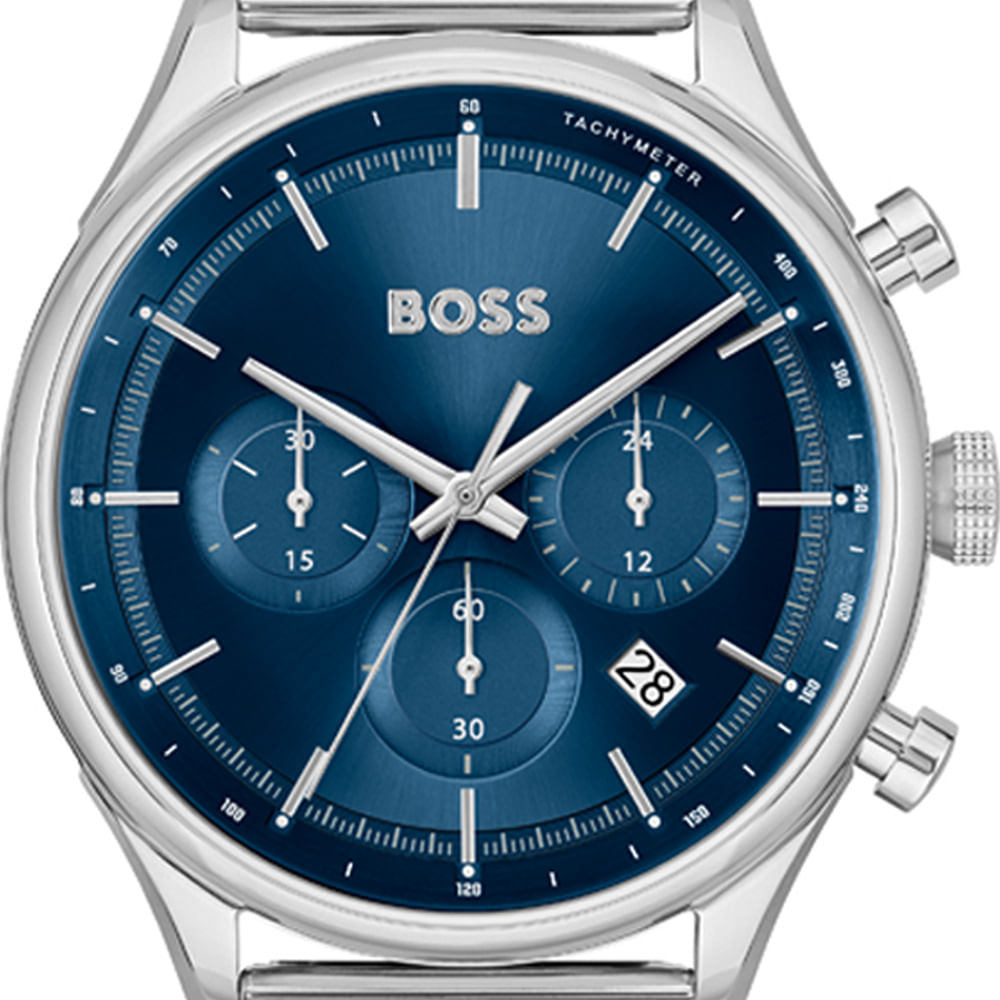  Shop Authentic Hugo Boss Gregor Chronograph Blue Dial Silver Mesh Bracelet Watch For Men - 1514052 - Luxxuri