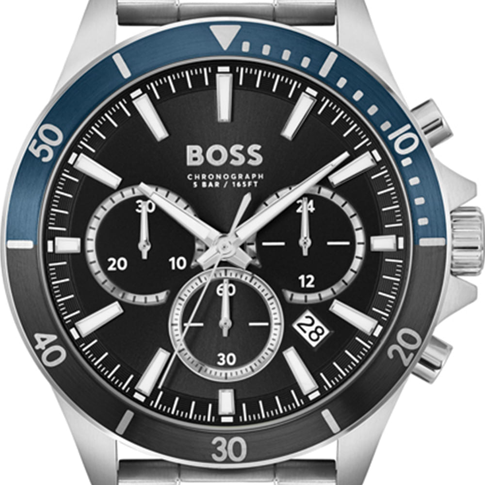  Shop Authentic Hugo Boss Troper Chronograph Black Dial Silver Steel Strap Watch For Men - 1514101 - Luxxuri