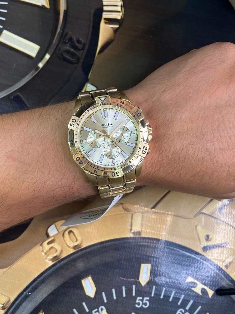  Shop Authentic Fossil Garrett Chronograph Gold Dial Gold Steel Strap Watch for Men - FS5772 - Luxxuri