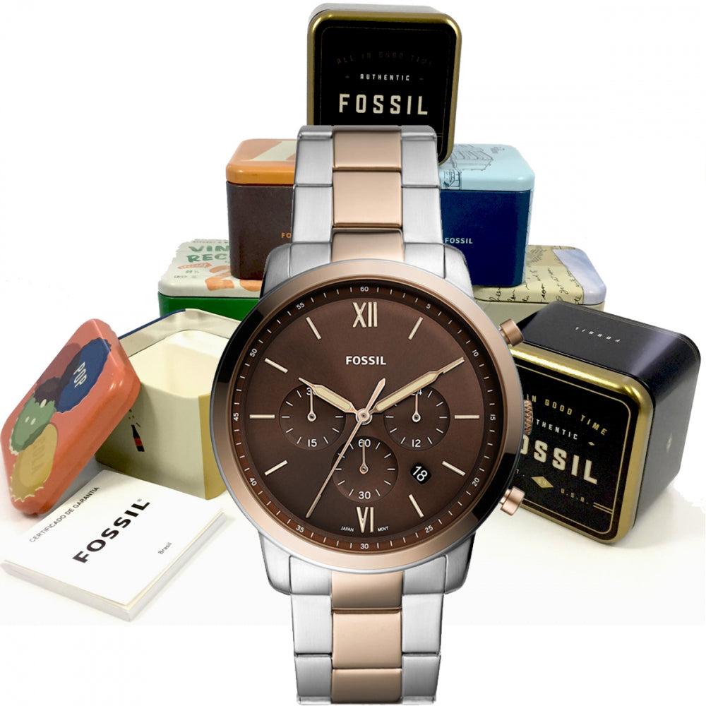  Shop Authentic Fossil Neutra Chronograph Brown Dial Two Tone Steel Strap Watch for Men - FS5869 - Luxxuri