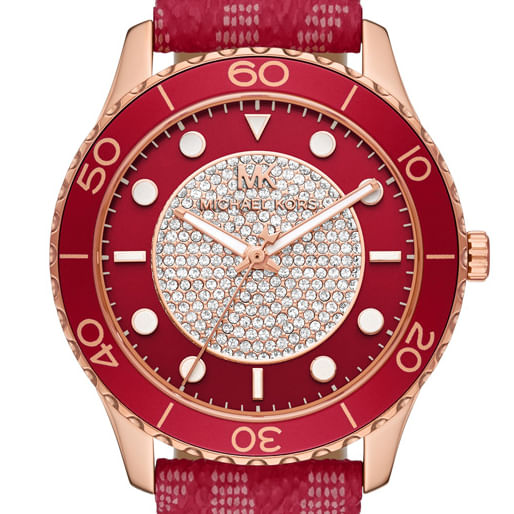  Shop Authentic Michael Kors Runway Three-Hand Quartz Red Dial Red Leather Strap Watch For Women - MK7179 - Luxxuri