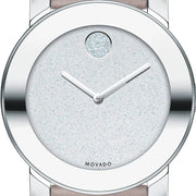  Shop Authentic Movado Bold Glitter Silver Dial Pink Leather Strap Watch For Women - 3600522 - Luxxuri