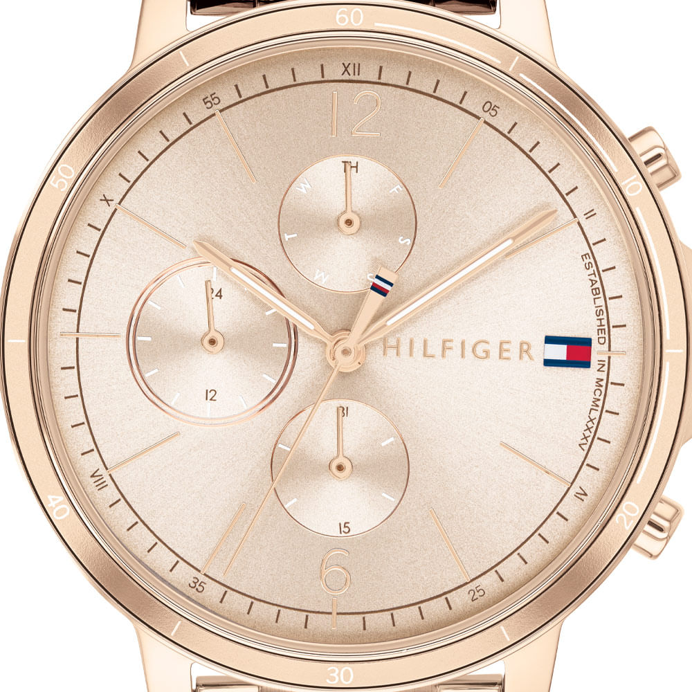  Shop Authentic Tommy Hilfiger Madison Chronograph Quartz Rose Gold Dial Rose Gold Steel Strap Watch For Women - 1782190 - Luxxuri