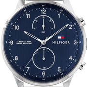  Shop Authentic Tommy Hilfiger Chase Multifunction Blue Dial Silver Steel Strap Watch for Men - 1791575 - Luxxuri