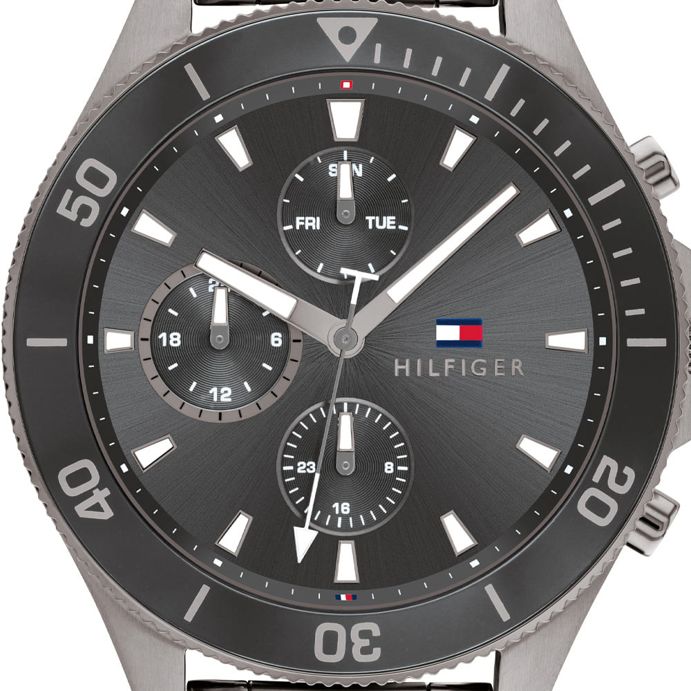 Shop Authentic Tommy Hilfiger Larson Chronograph Grey Dial Silver Steel Strap Watch For Men - 1791918 - Luxxuri