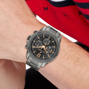  Shop Authentic Tommy Hilfiger Lars Chronograph Black Dial Black Steel Strap Watch For Men - 1792061 - Luxxuri