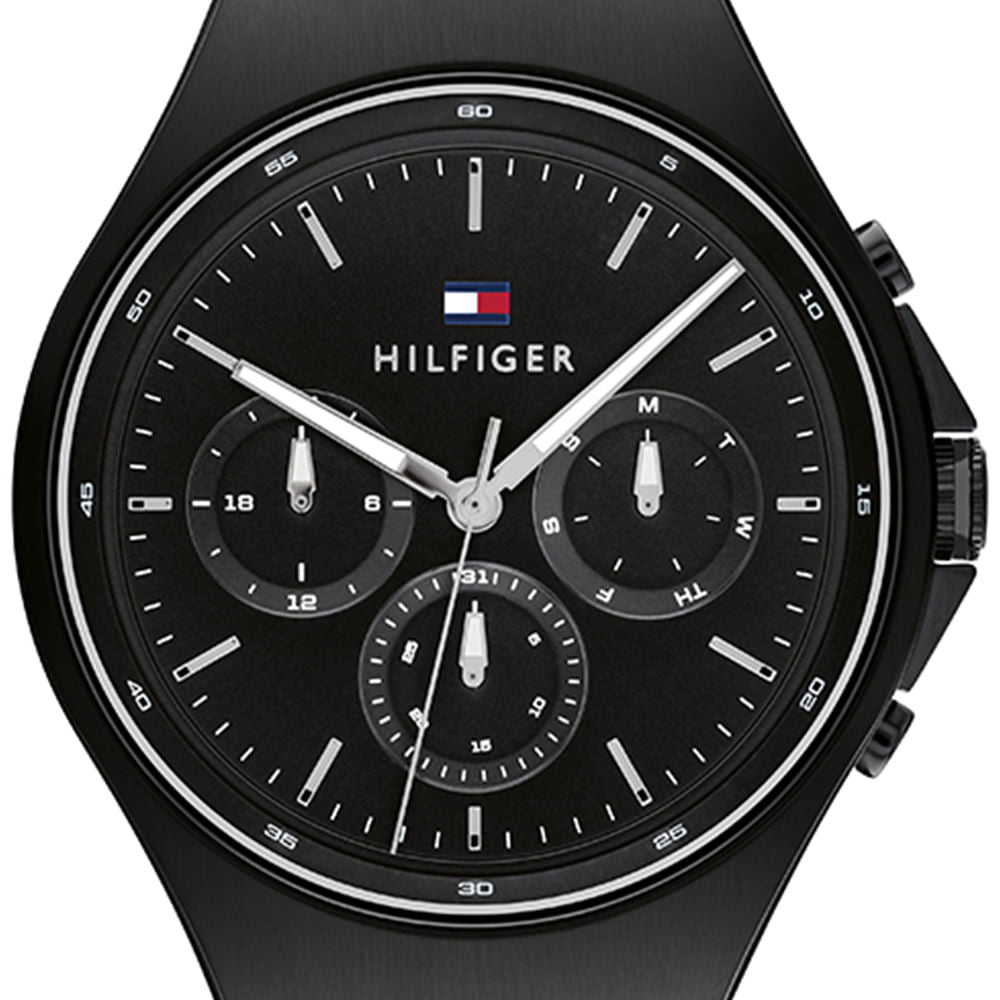  Shop Authentic Tommy Hilfiger Justin Chronograph Black Dial Black Steel Strap Watch For Men - 1792055 - Luxxuri