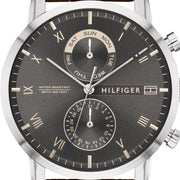  Shop Authentic Tommy Hilfiger Kane Grey Dial Brown Leather Strap Watch for Men - 1710398 - Luxxuri