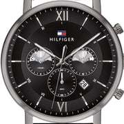  Shop Authentic Tommy Hilfiger Evan Black Dial Black Leather Strap Watch for Men - 1710395 - Luxxuri