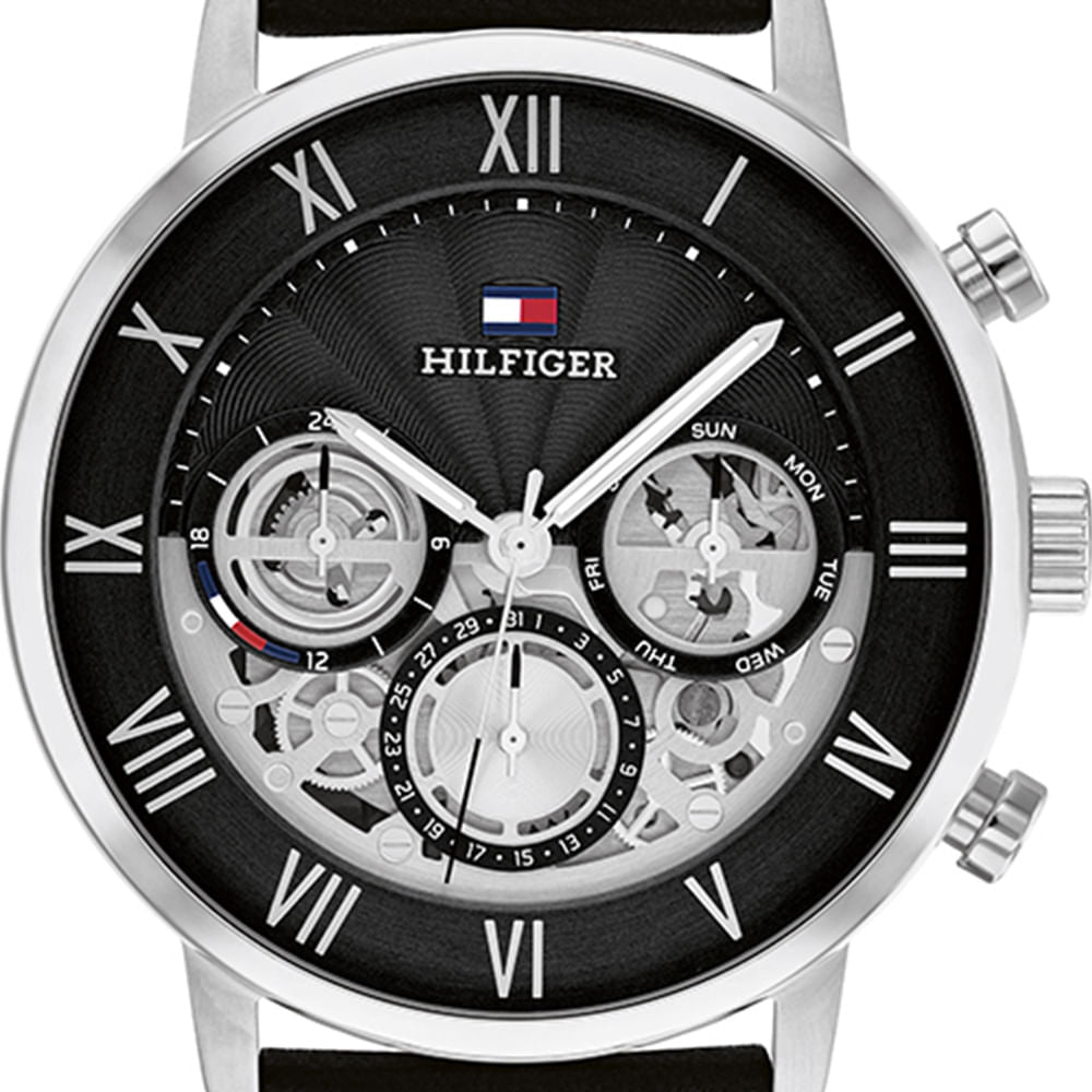  Shop Authentic Tommy Hilfiger Legend Chronograph Black Dial Black Leather Strap Watch For Men - 1710565 - Luxxuri