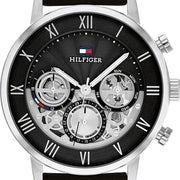  Shop Authentic Tommy Hilfiger Legend Chronograph Black Dial Black Leather Strap Watch For Men - 1710565 - Luxxuri