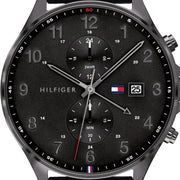  Shop Authentic Tommy Hilfiger West Chronograph Black Dial Black Leather Strap Watch For Men - 1791711 - Luxxuri
