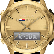  Shop Authentic Tommy Hilfiger Jeans Digital Analog Gold Dial Black Rubber Strap Watch For Women  - 1791762 - Luxxuri