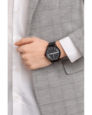  Shop Authentic Armani Exchange Hampton Quartz Blue Dial Black Leather Strap Watch for Men - AX2411 - Luxxuri