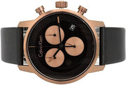 Shop Authentic Calvin Klein City Chronograph Black Dial Black Leather Strap Watch for Men - K2G17TC1 - Luxxuri