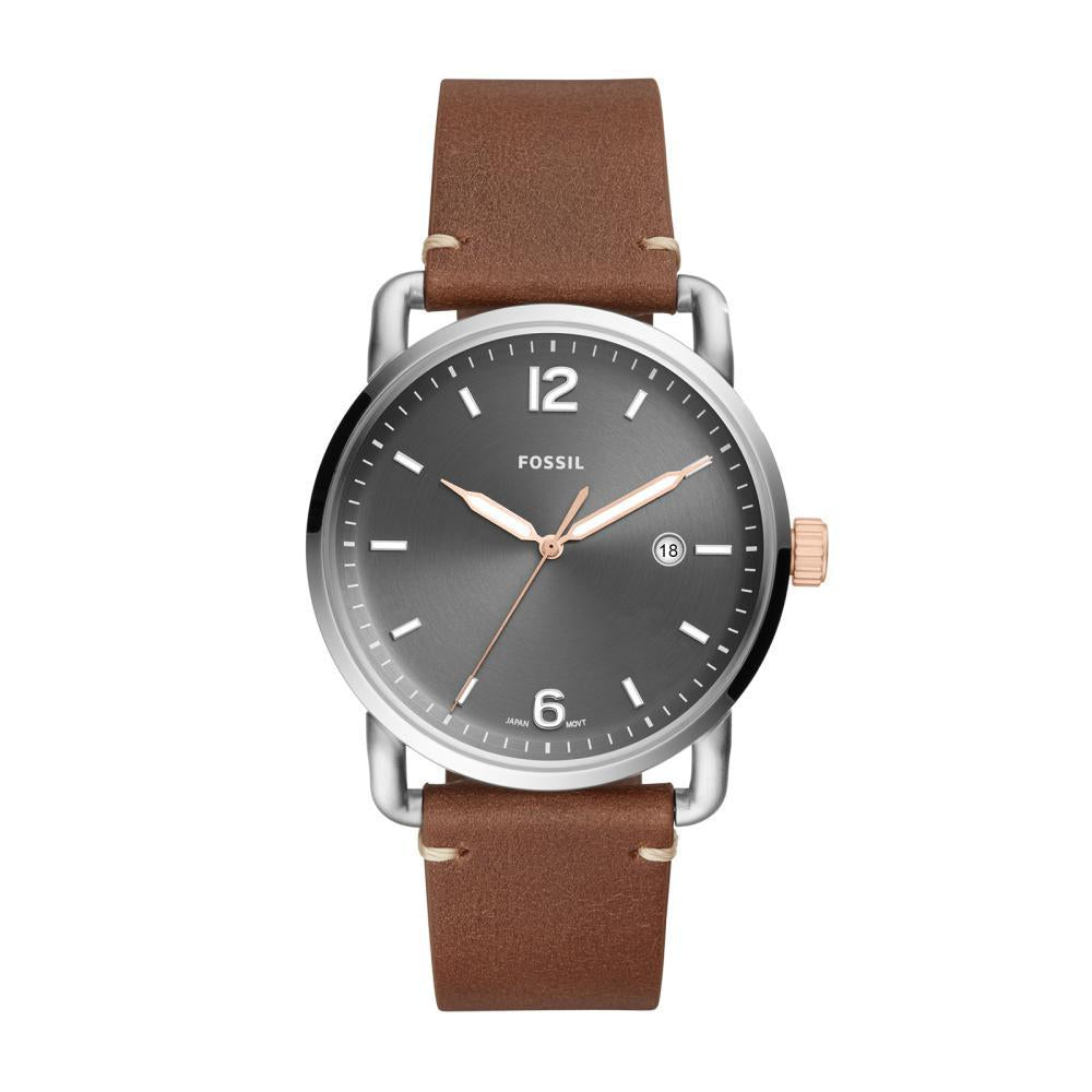  Shop Authentic Fossil Commuter Grey Dial Brown Leather Strap Watch for Men - FS5417 - Luxxuri