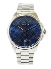  Shop Authentic Gucci G Timeless Blue Dial Silver Steel Strap Watch For Men - YA126316 - Luxxuri