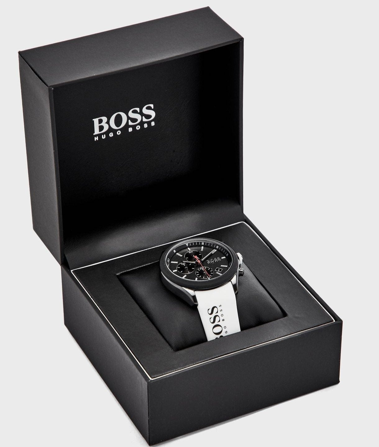  Shop Authentic Hugo Boss Velocity Black Dial White Rubber Strap Watch for Men - 1513718 - Luxxuri