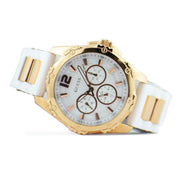  Shop Authentic Guess Intrepid White Dial Two Tone Silicone Strap Watch For Women - W0325L6 - Luxxuri