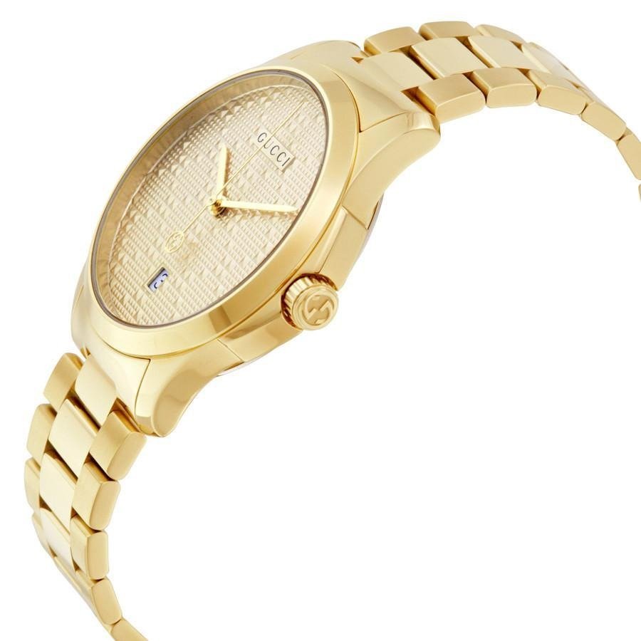  Shop Authentic Gucci G Timeless Gold Dial Gold Steel Strap Watch For Women - YA126553 - Luxxuri