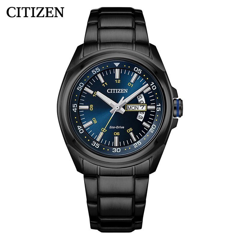  Shop Authentic Citizen Eco Drive Blue Dial Black Steel Strap Watch For Men - AW0024-58LB - Luxxuri