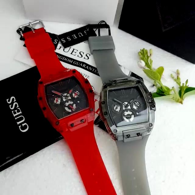  Shop Authentic Guess Phoenix Multifunction Black Dial Red Rubber Strap Watch for Men - GW0203G5 - Luxxuri