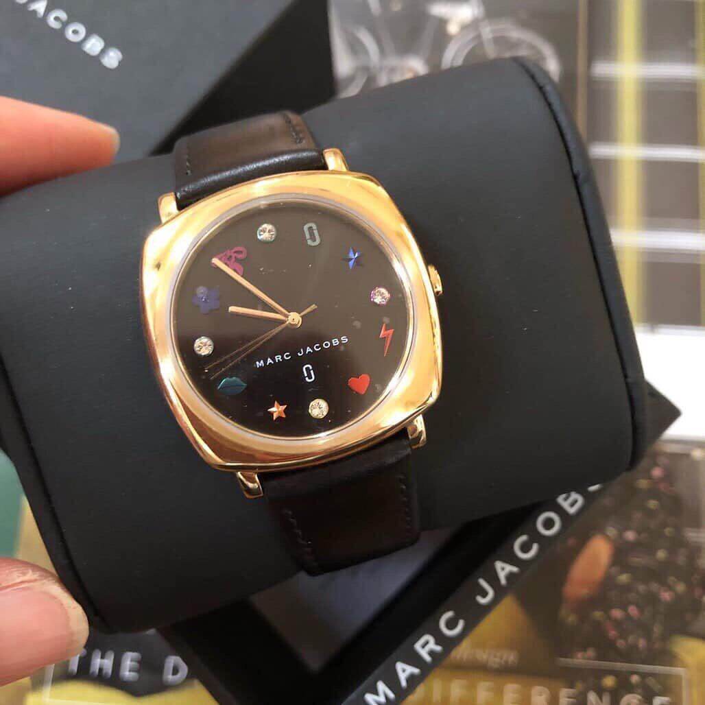  Shop Authentic Marc Jacobs Mandy Black Dial Black Leather Strap Watch for Women - MJ1597 - Luxxuri