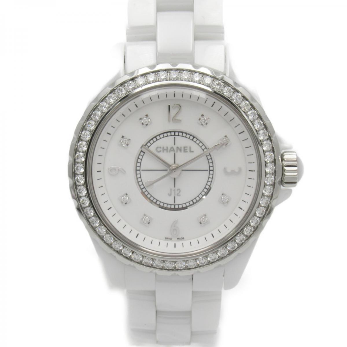  Shop Authentic Chanel J12 Quartz Diamonds White Dial White Steel Strap Watch for Women - J12 H3110 - Luxxuri