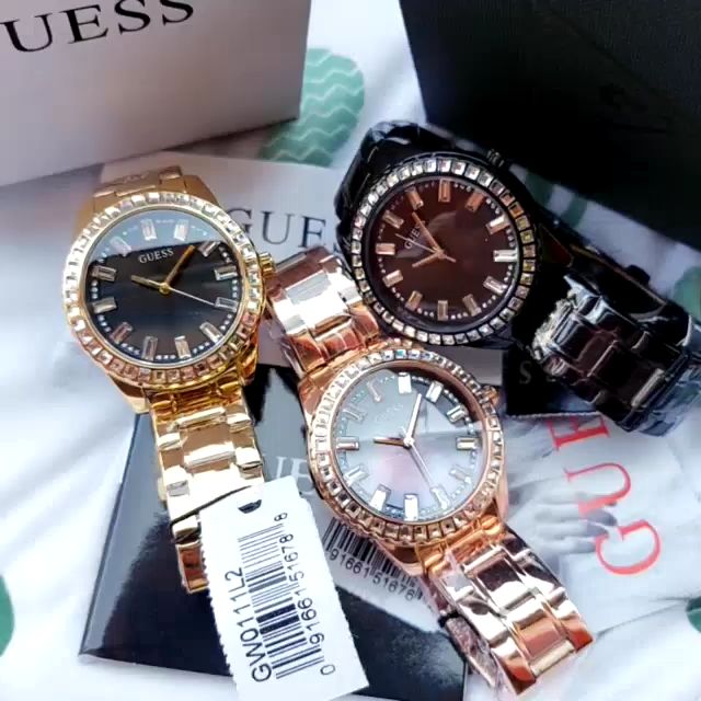  Shop Authentic Guess Sparkler Diamonds Black Dial Black Steel Strap Watch for Women - GW0111L4 - Luxxuri
