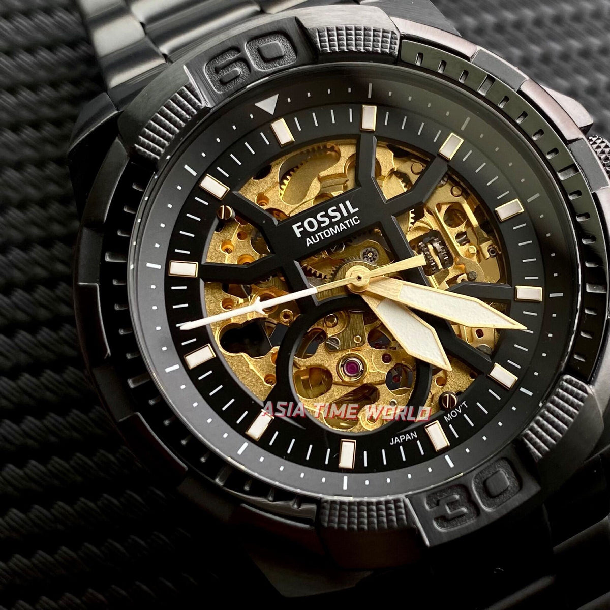  Shop Authentic Fossil Bronson Automatic Skeleton Black Dial Black Steel Strap Watch for Men - ME3217 - Luxxuri