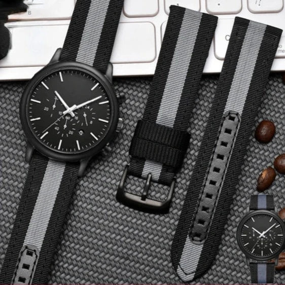  Shop Authentic Emporio Armani Luigi Chronograph Quartz Black Dial Two Tone Nylon Strap Watch For Men - AR1948 - Luxxuri