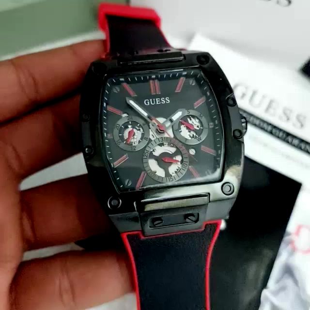  Shop Authentic Guess Phoenix Multifunction Black Dial Black & Red Rubber Strap Watch for Men - GW0202G7 - Luxxuri