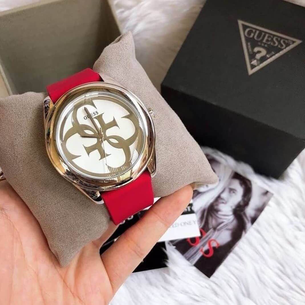  Shop Authentic Guess G-Twist Silver Dial Red Rubber Strap Watch for Women - W0911L9 - Luxxuri