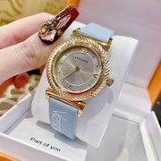  Shop Authentic Versace V-Motif Grey Dial Blue Leather Strap Watch for Women - VERE00318 - Luxxuri
