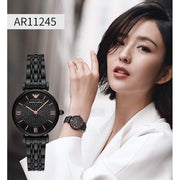  Shop Authentic Emporio Armani Gianni T Bar All Black Diamond Dial Watch For Women - AR11245 - Luxxuri