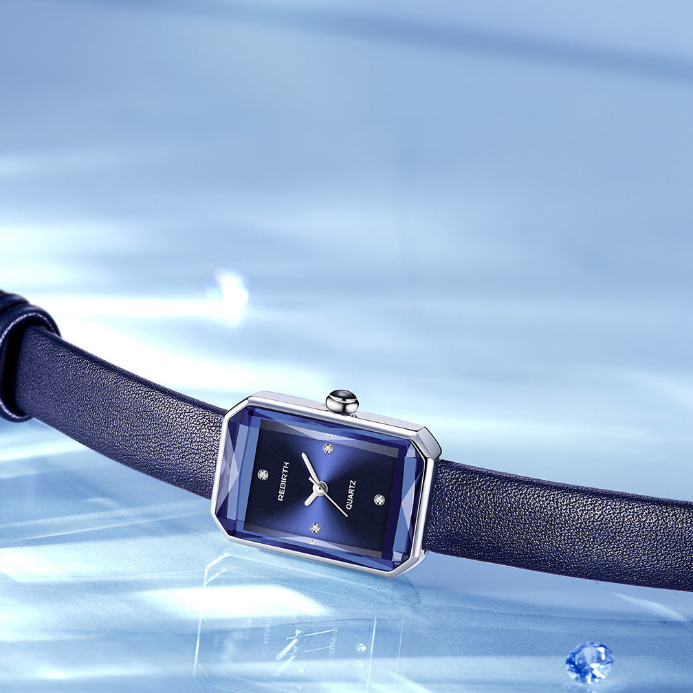  Shop Authentic Swarovski Uptown Crystal Blue Dial Blue Leather Strap Watch for Women - 5547713 - Luxxuri