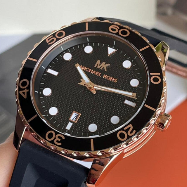  Shop Authentic Michael Kors Runway Quartz Black Dial Black Silicone Strap Watch For Women - MK6852 - Luxxuri