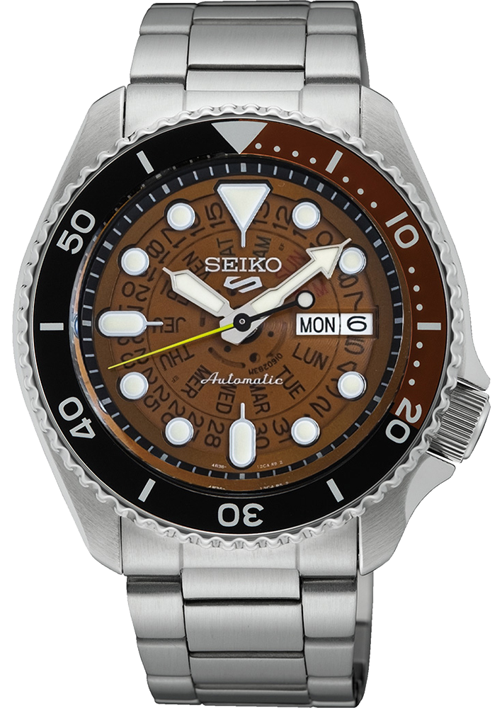  Shop Authentic Seiko 5 Sports Sonar Special Edition Brown Dial Silver Steel Strap Watch For Men - SRPJ47K1 - Luxxuri