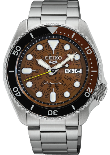  Shop Authentic Seiko 5 Sports Sonar Special Edition Brown Dial Silver Steel Strap Watch For Men - SRPJ47K1 - Luxxuri