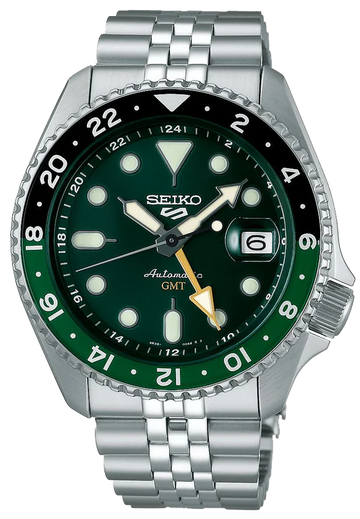  Shop Authentic Seiko 5 Sports SKX GMT Automatic Green Dial Silver Steel Strap Watch For Men - SSK035K1 - Luxxuri