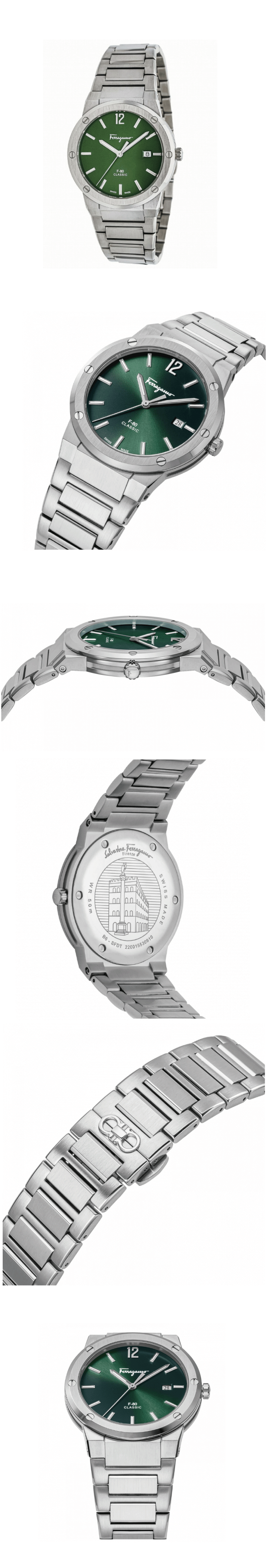  Shop Authentic Salvatore Ferragamo F-80 Classic Green Dial Silver Steel Strap Watch for Men - SFDT02123 - Luxxuri