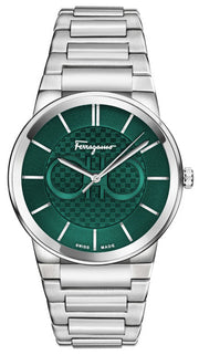  Shop Authentic Salvatore Ferragamo Sapphire Bracelet Green Dial Silver Steel Strap Watch For Men - SFHP01224 - Luxxuri