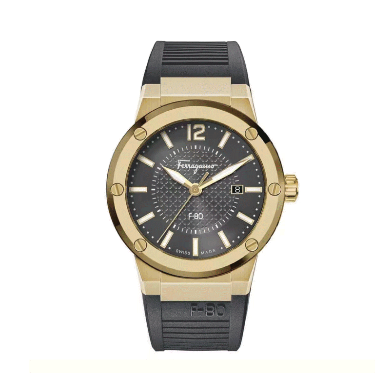  Shop Authentic Salvatore Ferragamo F-80 Classic Black Dial Black Rubber Strap Watch for Men - SFHY01621 - Luxxuri