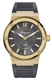  Shop Authentic Salvatore Ferragamo F-80 Classic Black Dial Black Rubber Strap Watch for Men - SFHY01621 - Luxxuri