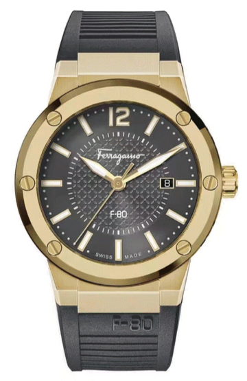  Shop Authentic Salvatore Ferragamo F-80 Classic Black Dial Black Rubber Strap Watch for Men - SFHY01621 - Luxxuri