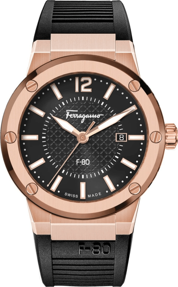  Shop Authentic Salvatore Ferragamo F-80 Classic Black Dial Black Rubber Strap Watch for Men - SFHY02522 - Luxxuri